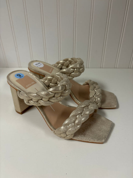 Gold Sandals Heels Block Dolce Vita, Size 6