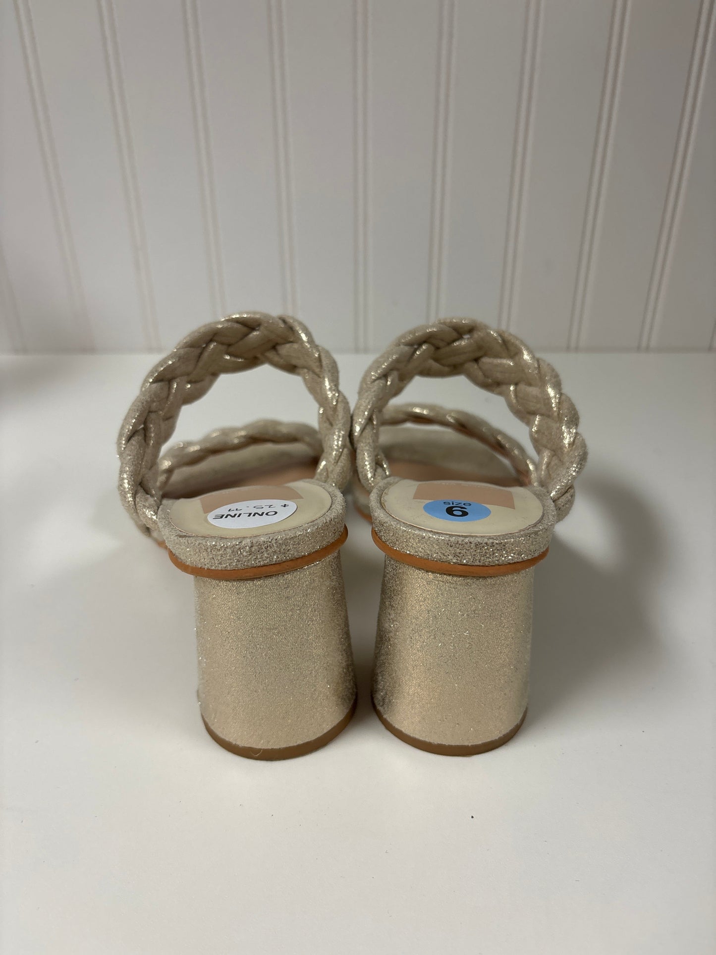 Gold Sandals Heels Block Dolce Vita, Size 6
