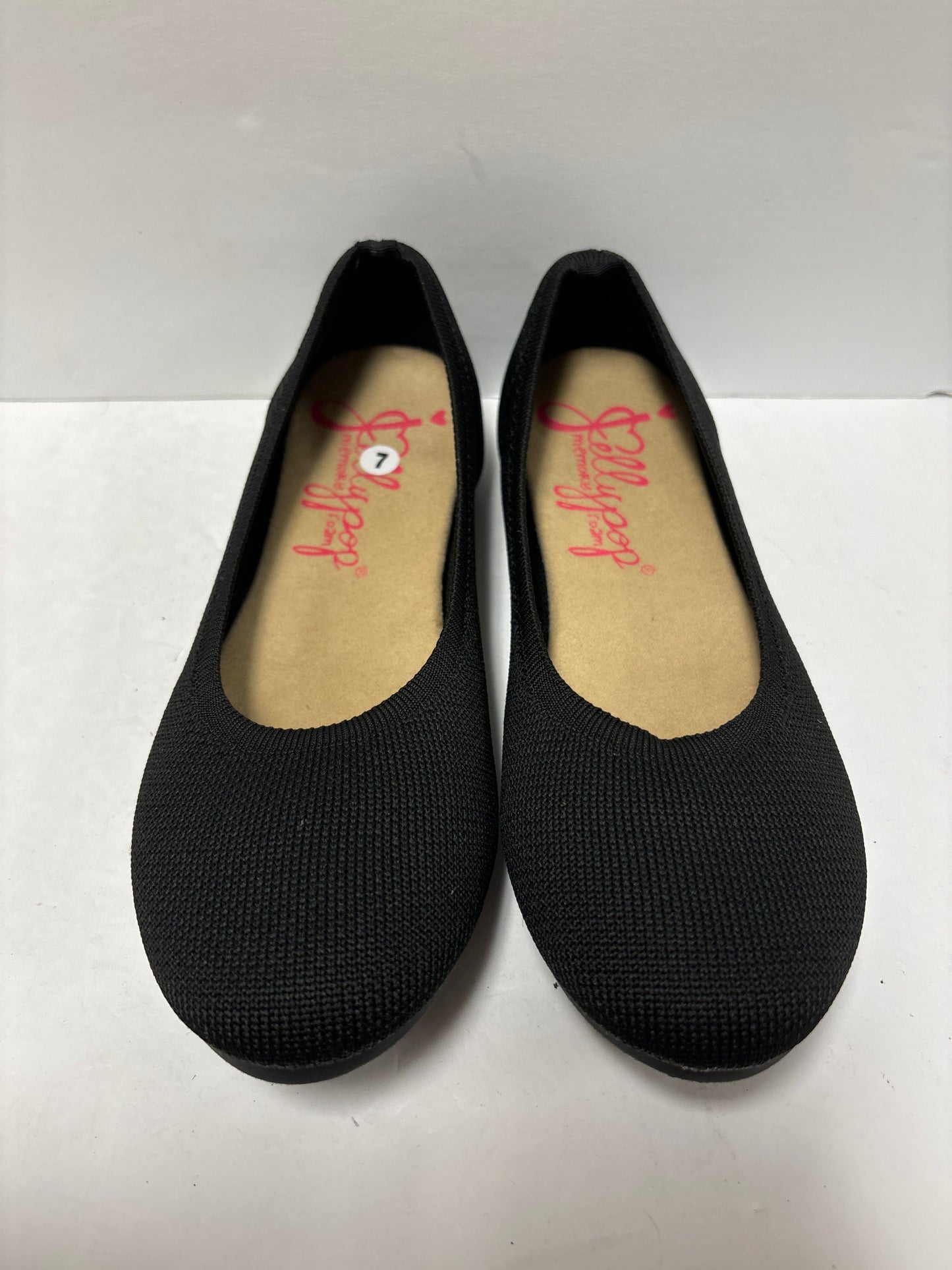 Black Shoes Flats Jelly Pop, Size 7