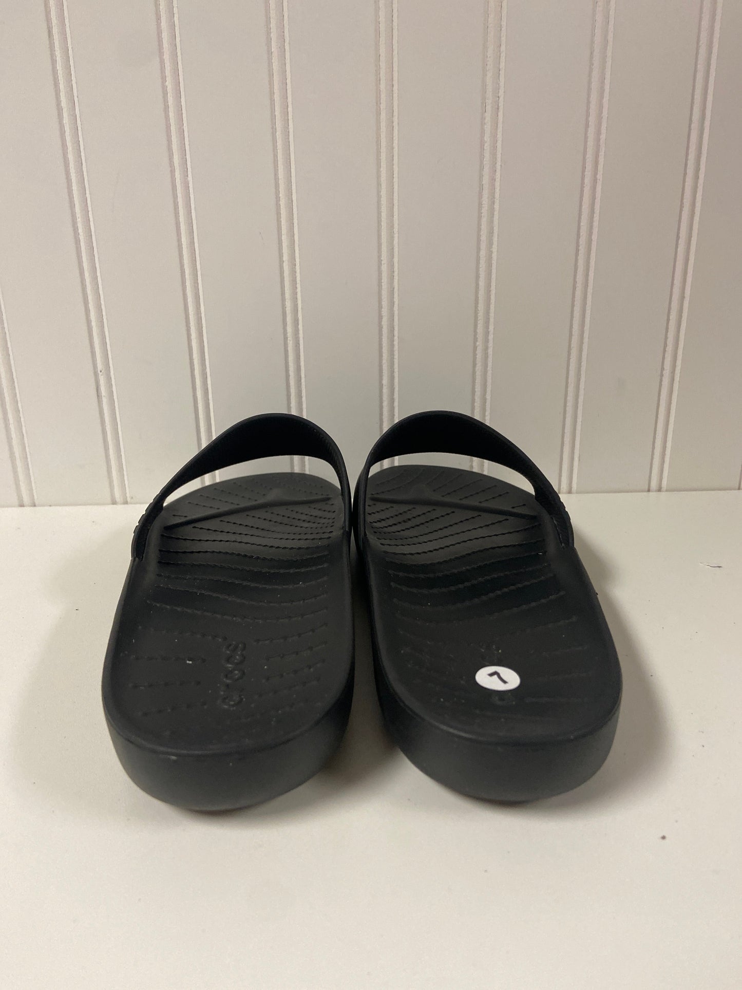 Black Sandals Flip Flops Crocs, Size 7