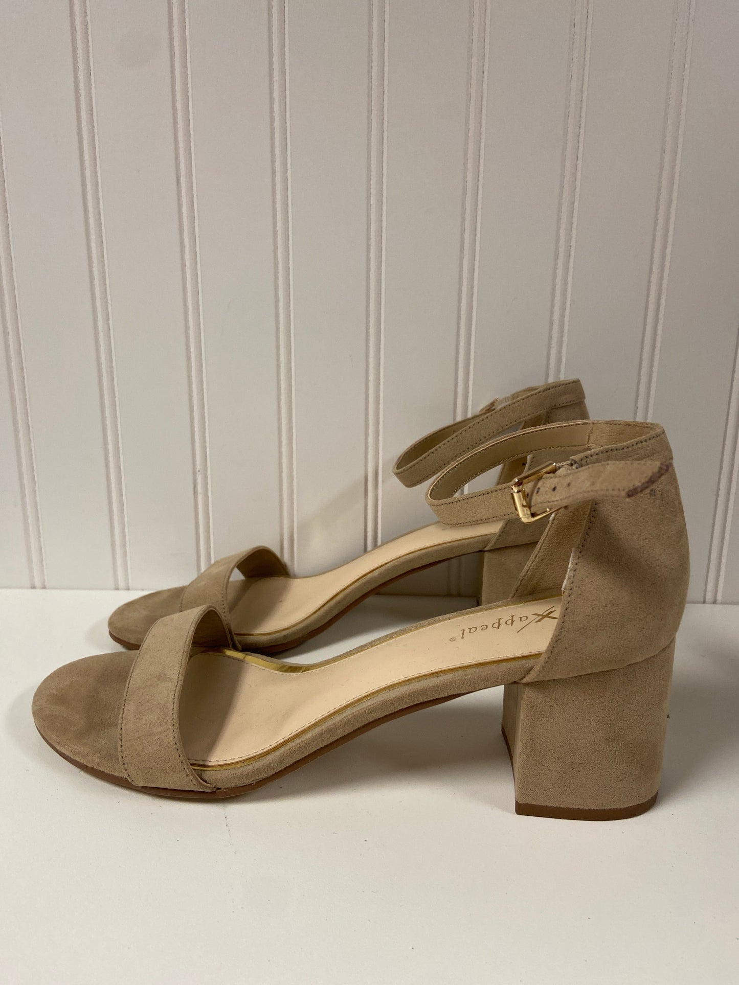 Beige Sandals Heels Block Xappeal, Size 9