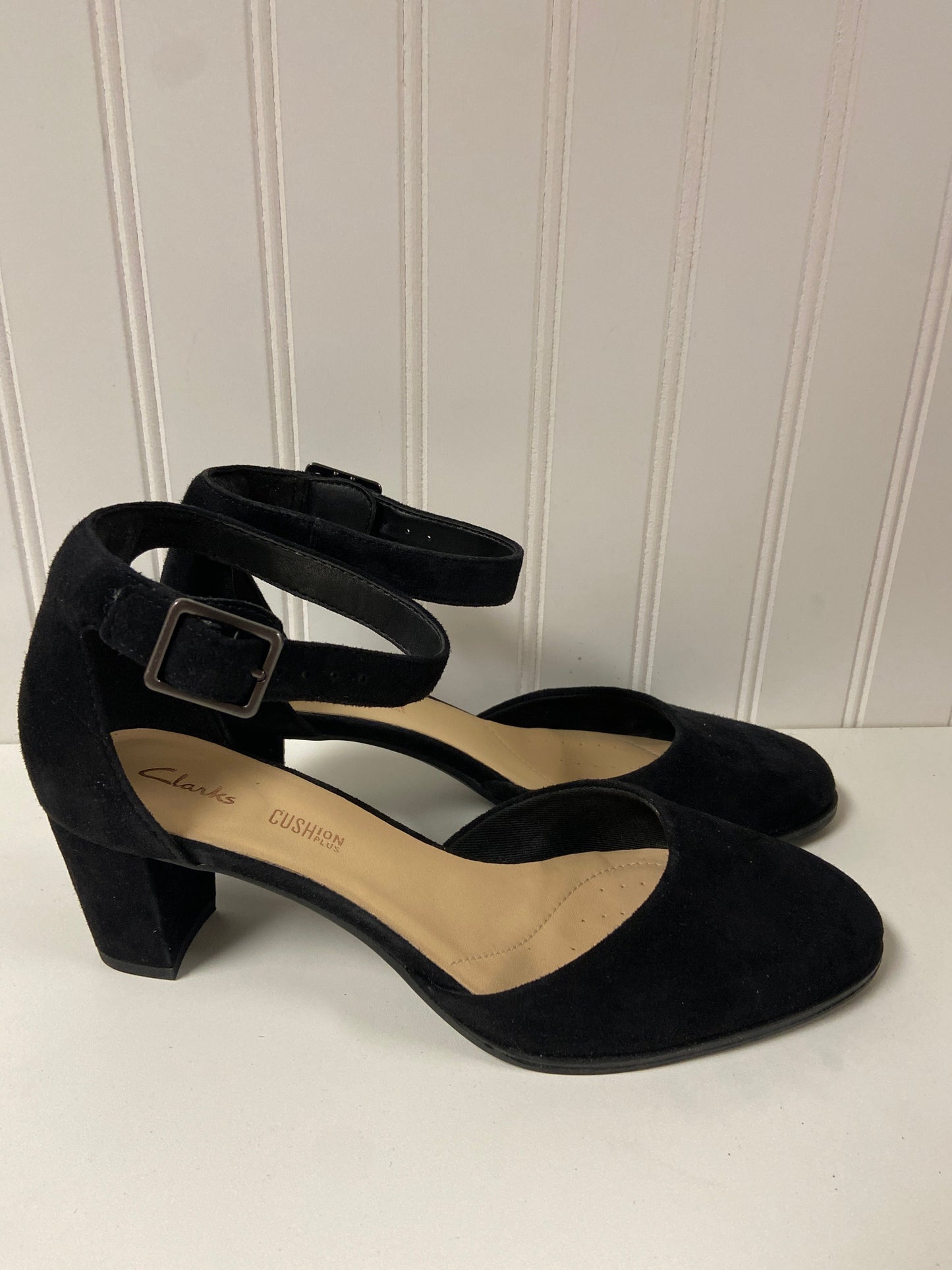 Black Shoes Heels Block Clarks, Size 8