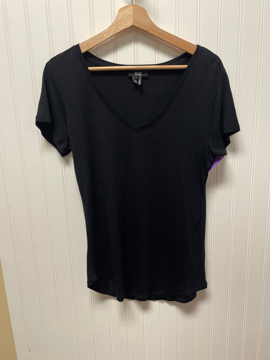 Black Top Short Sleeve Designer Paige, Size M