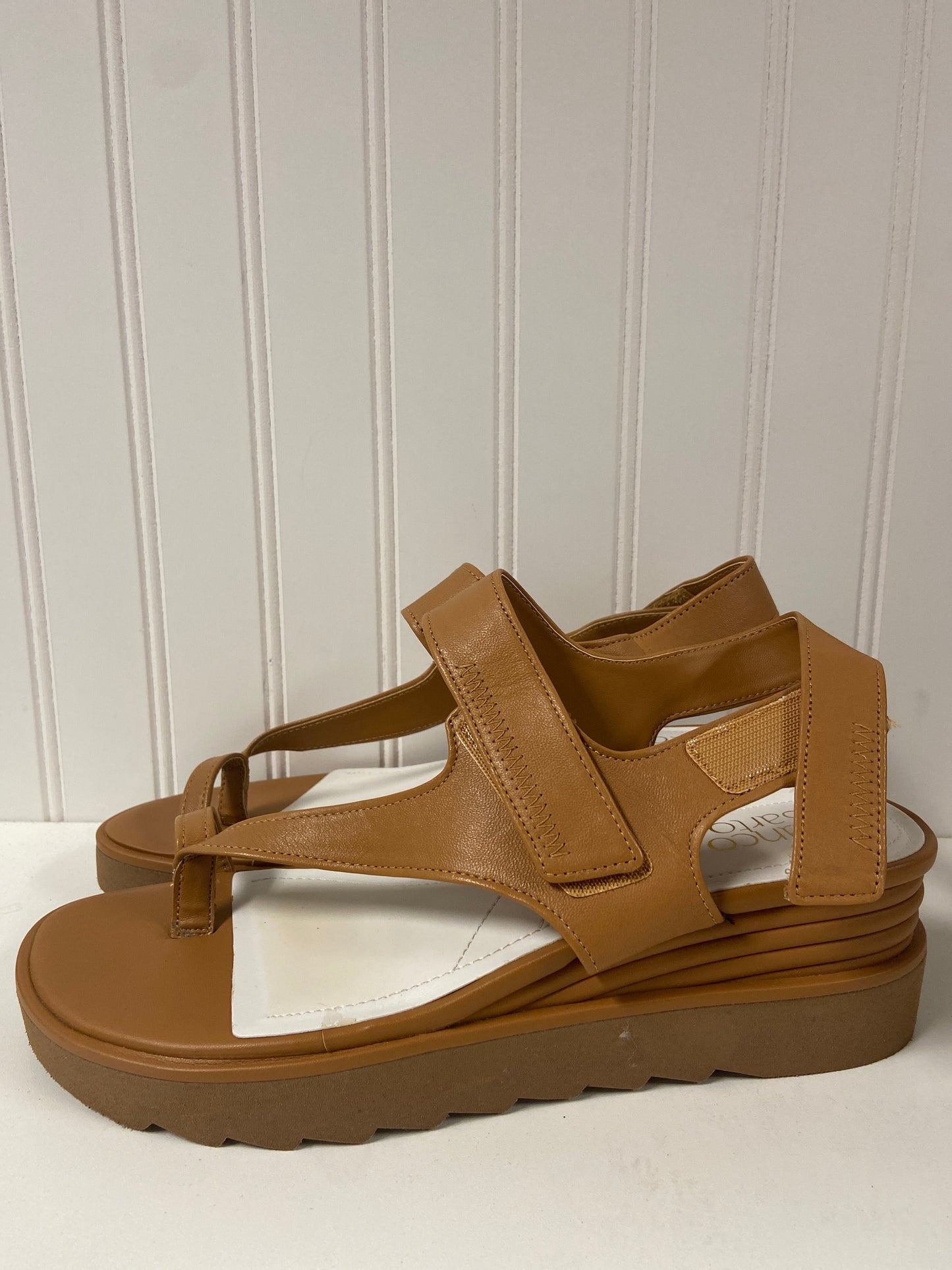 Tan Sandals Heels Wedge Franco Sarto, Size 10