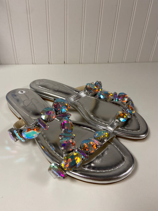 Sandals Flats By Jessica Simpson In Silver, Size: 9