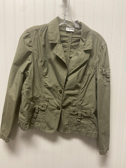 Jacket Shirt By Chicos In Green, Size: M