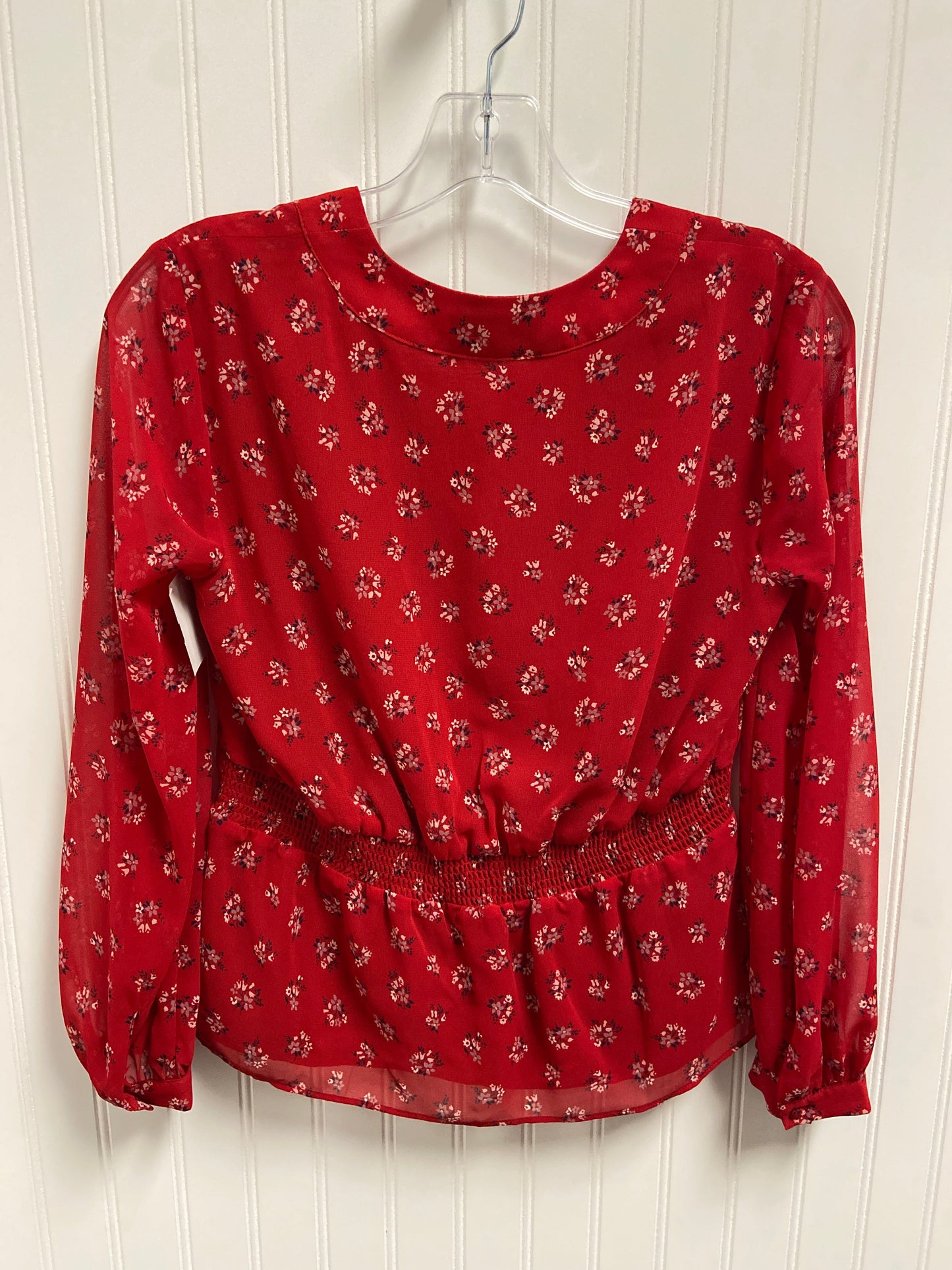 Top Long Sleeve By Madewell In Red, Size: Xs