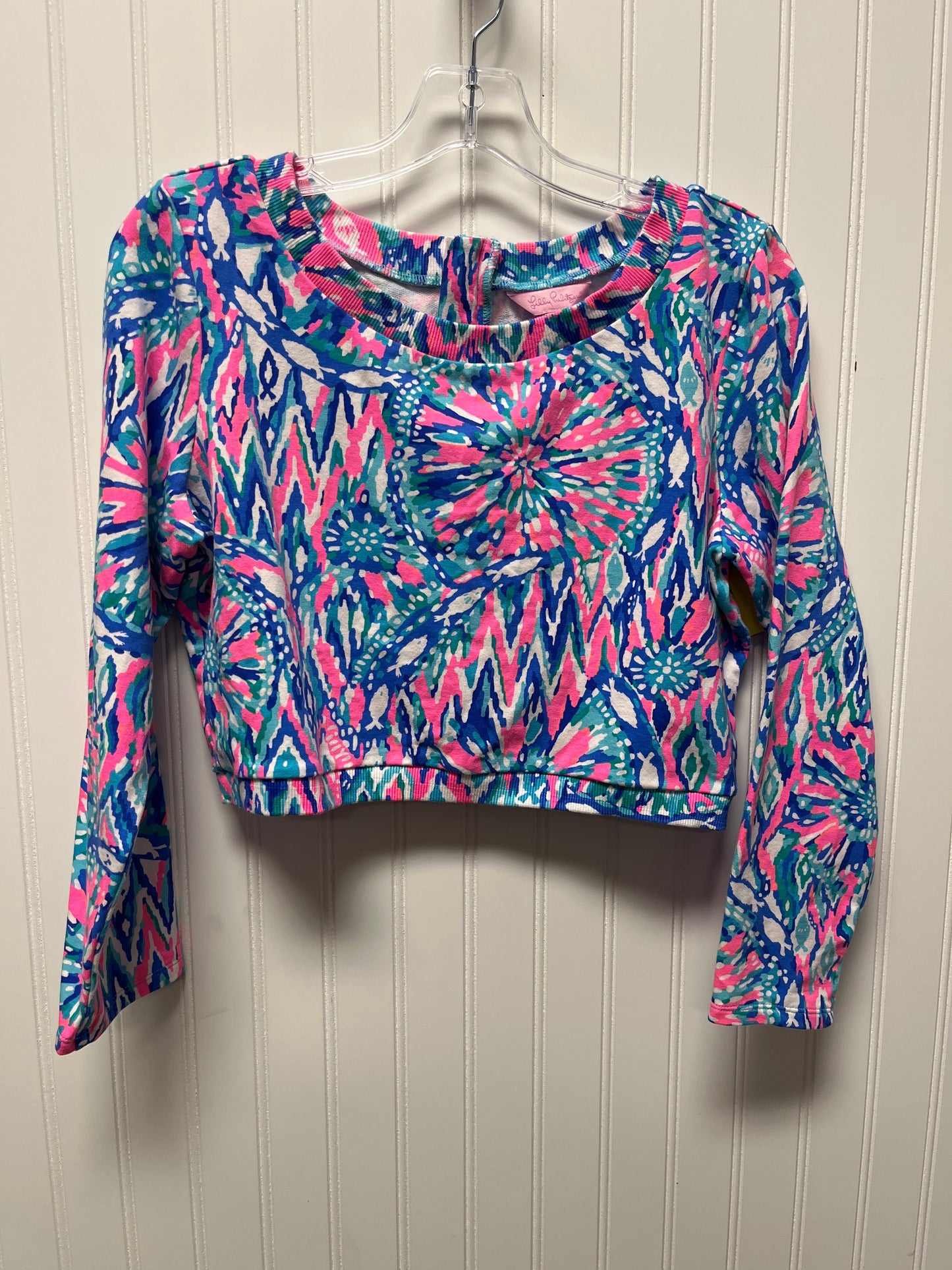 Top Long Sleeve Designer By Lilly Pulitzer In Blue & Pink, Size: L