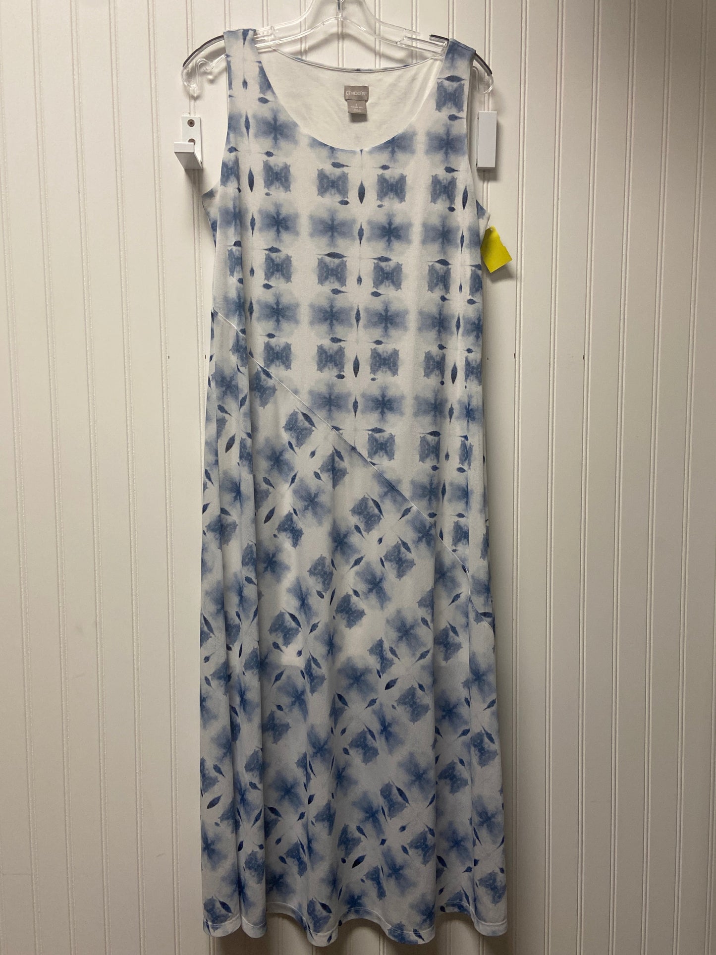 Dress Casual Maxi By Chicos In Blue & White, Size: M