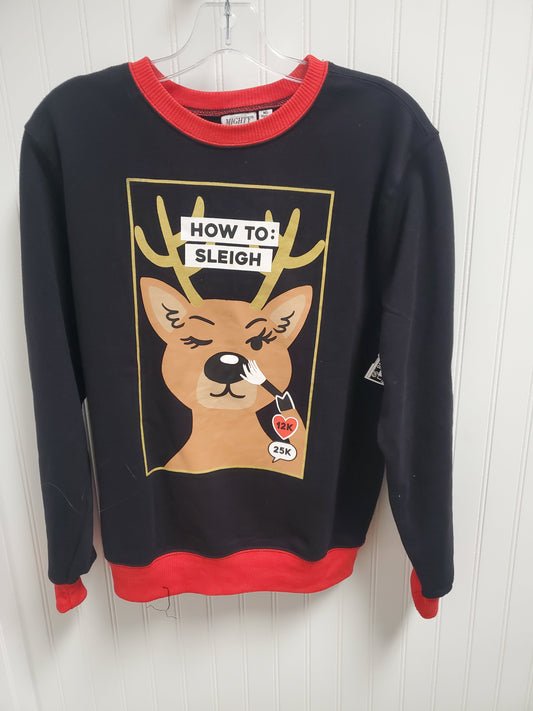 Sweatshirt Crewneck By Mighty Fine In Black & Red, Size: M