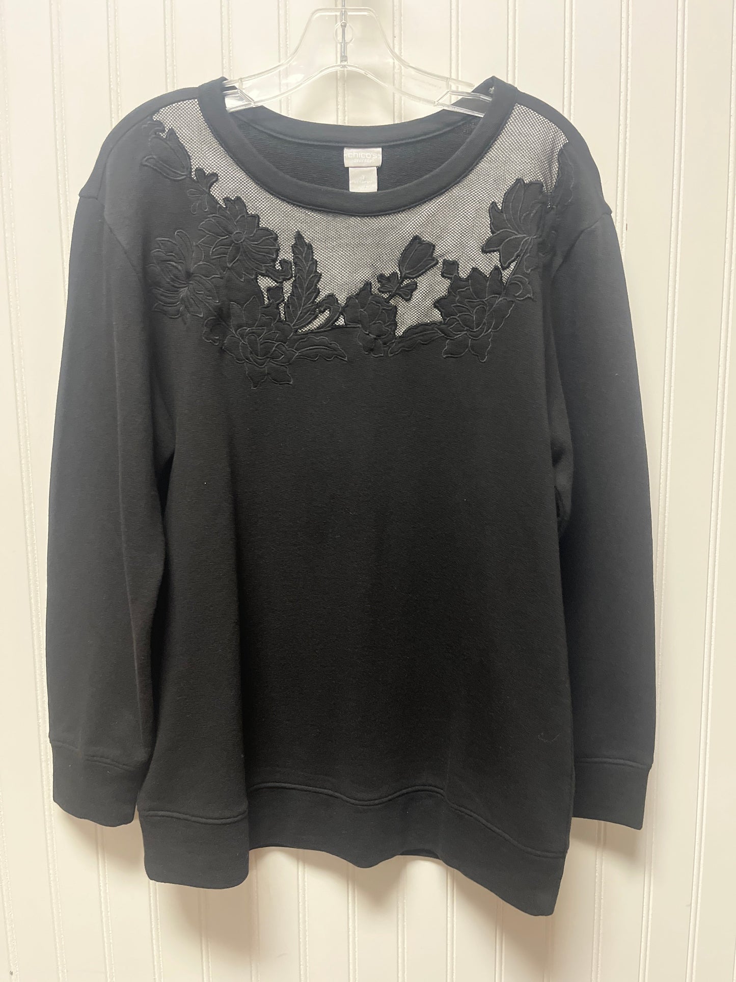 Sweatshirt Crewneck By Chicos In Black, Size: M