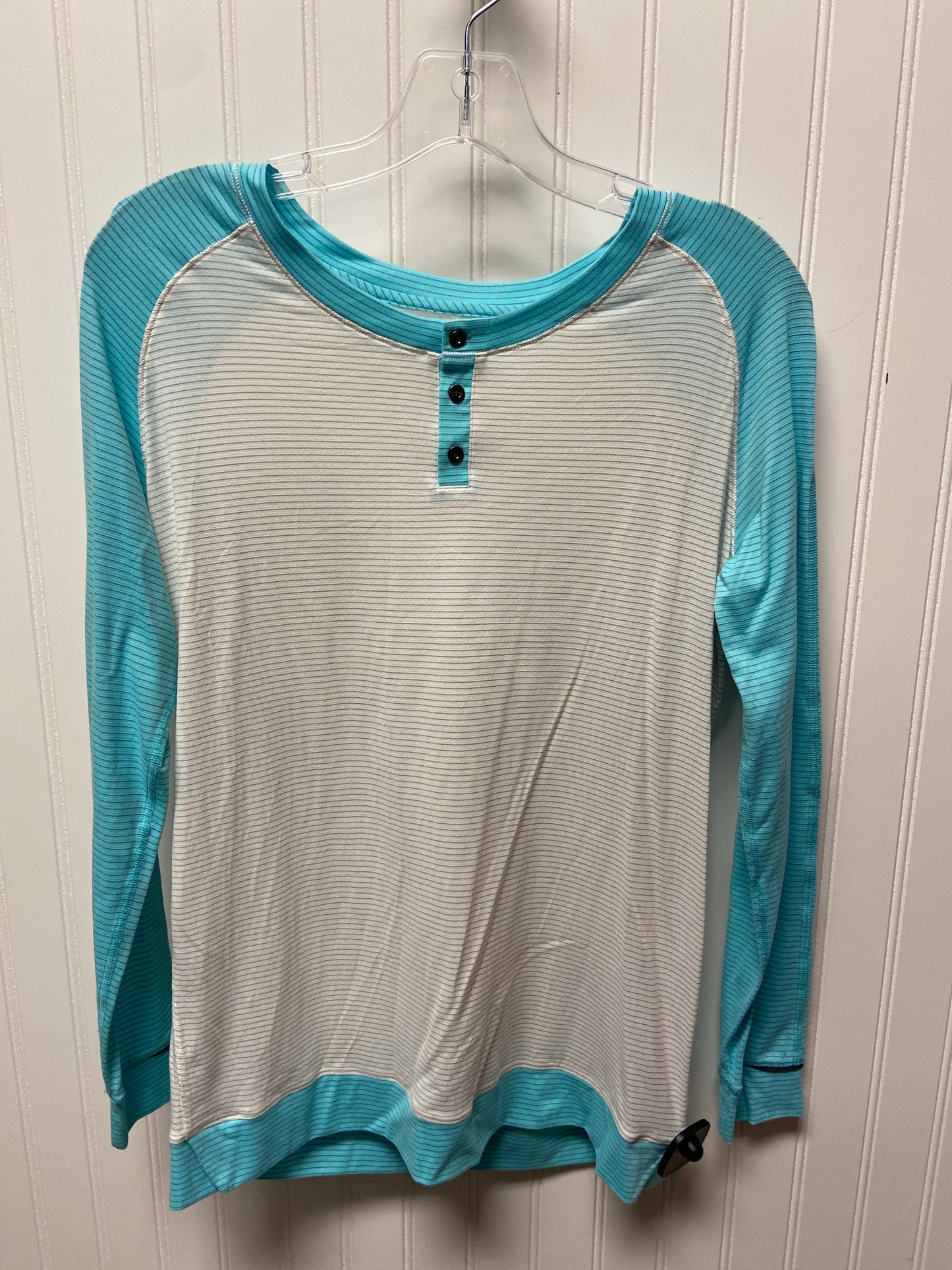 Athletic Top Long Sleeve Crewneck By Lululemon In Blue & White, Size: M