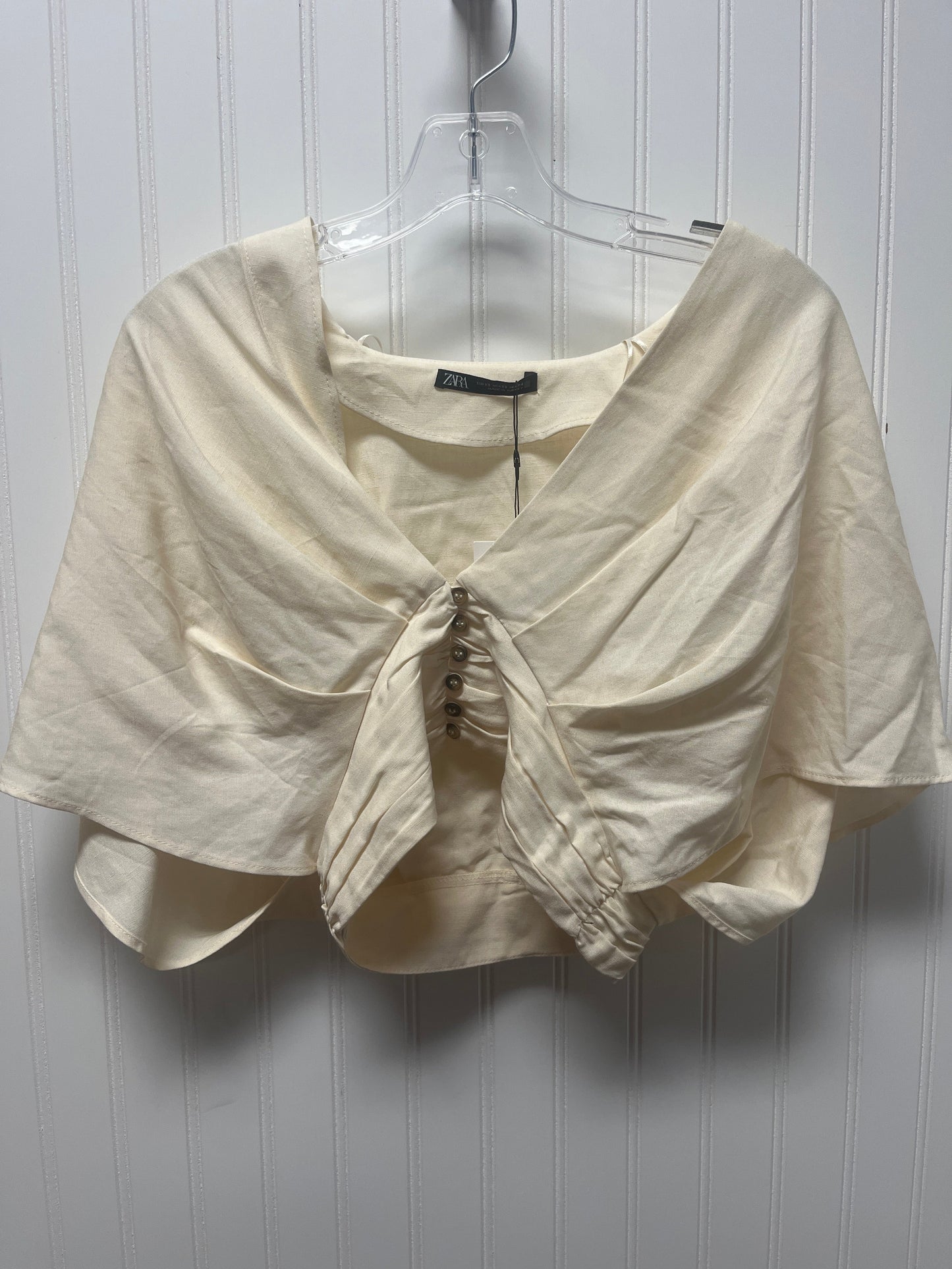 Top Short Sleeve By Zara In Cream, Size: Xs