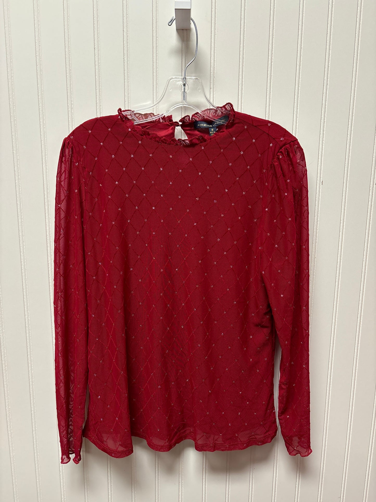 Top Long Sleeve By Adrienne Vittadini In Red, Size: M