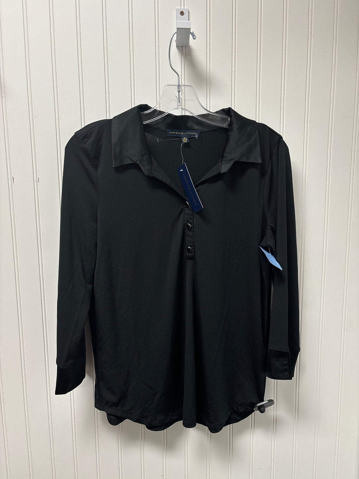 Top Long Sleeve By Adrienne Vittadini In Black, Size: M