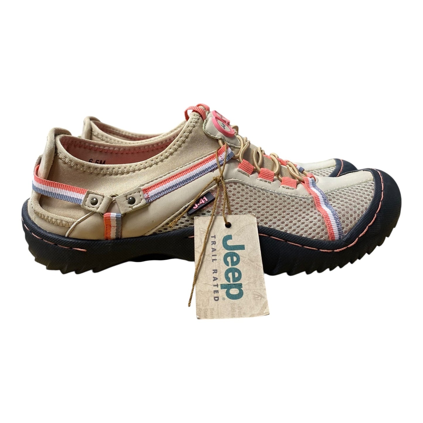 Shoes Athletic By J-41 In Cream & Pink, Size:6.5