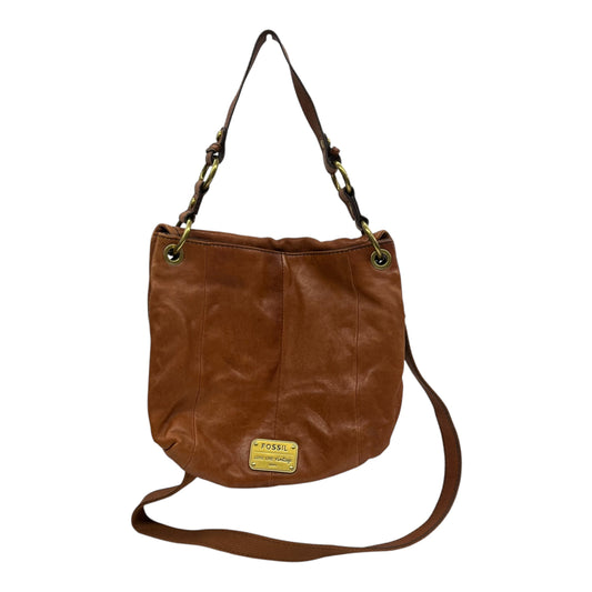 Crossbody Leather By Fossil In Brown, Size:Large