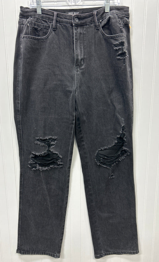 Jeans Straight By Judy Blue In Black Denim, Size:14