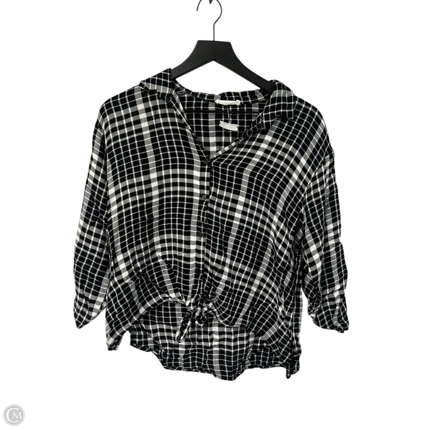 Blouse Long Sleeve By Lush In Black & White, Size: S