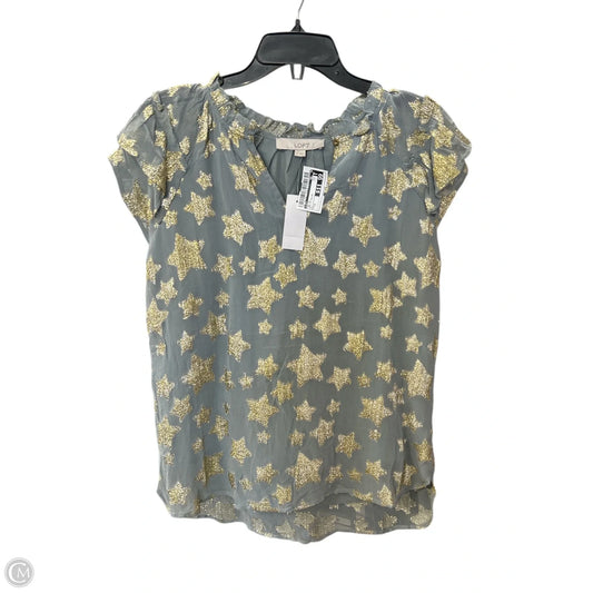 Top Short Sleeve By Loft In Grey & Yellow, Size: S