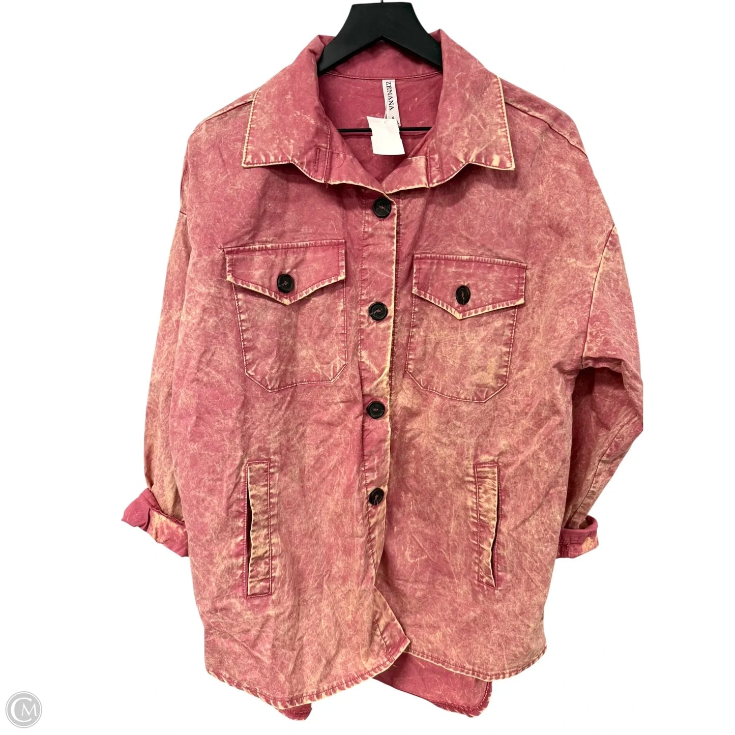 Jacket Shirt By Zenana In Pink, Size: S
