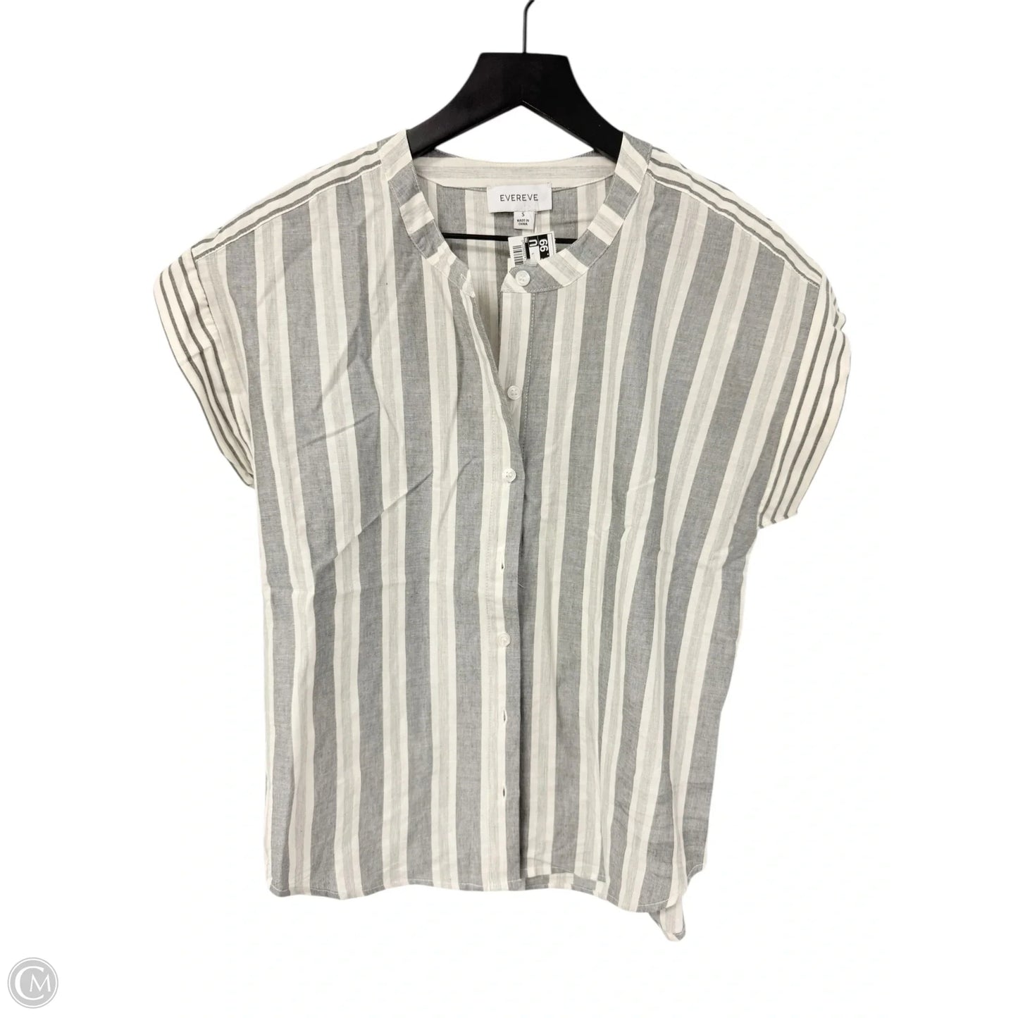 Blouse Short Sleeve By Evereve In Grey & White, Size: S