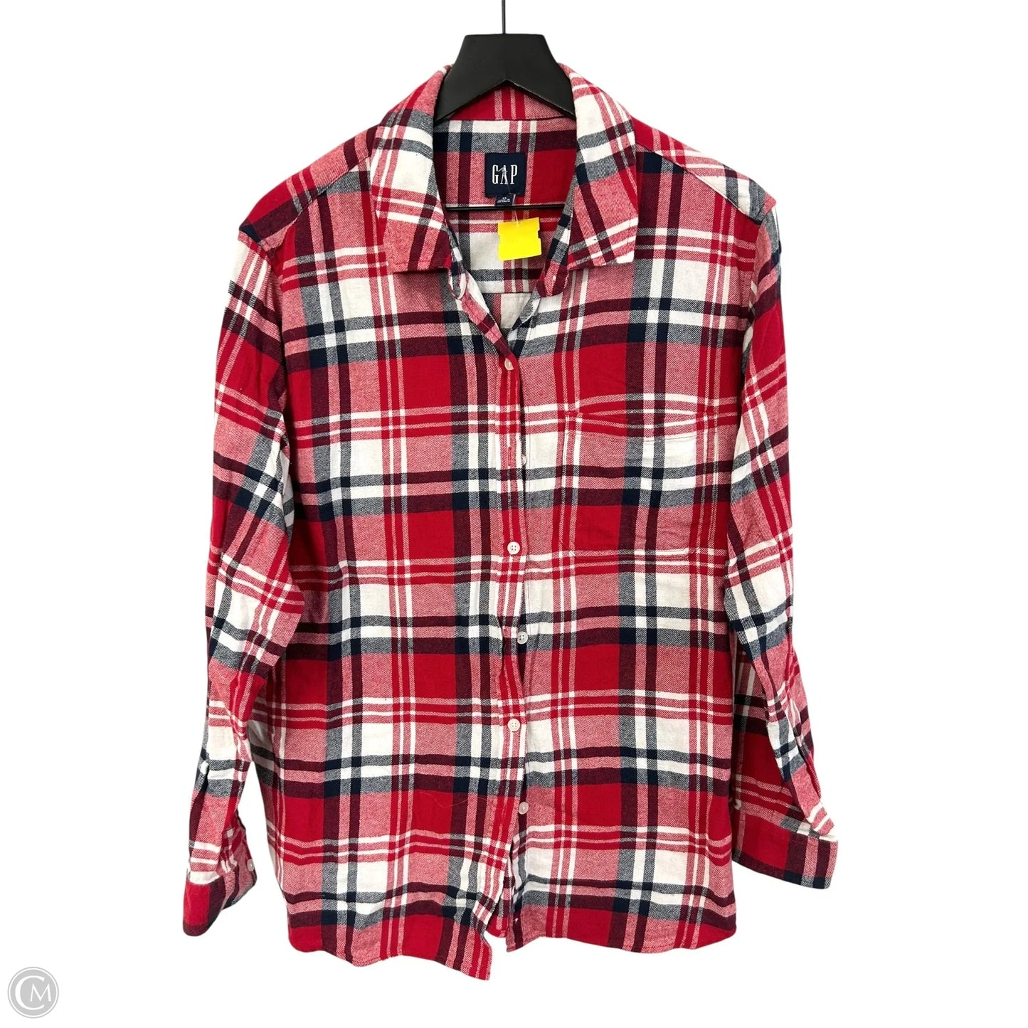 Blouse Long Sleeve By Gap In Plaid Pattern, Size: Xl