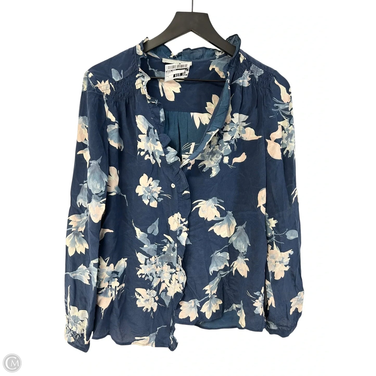 Blouse Long Sleeve By Daniel Rainn In Blue, Size: L