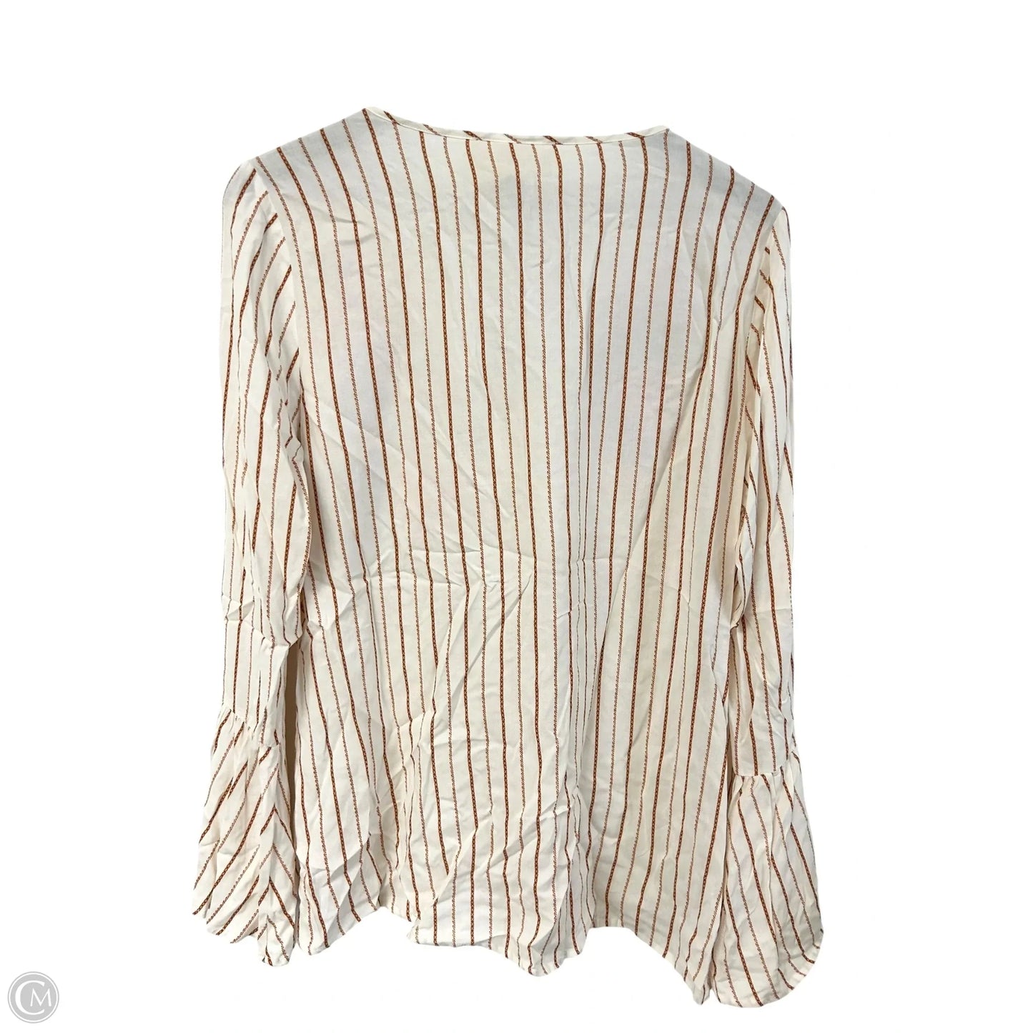 Top Long Sleeve By Savanna Jane In White & Yellow, Size: L