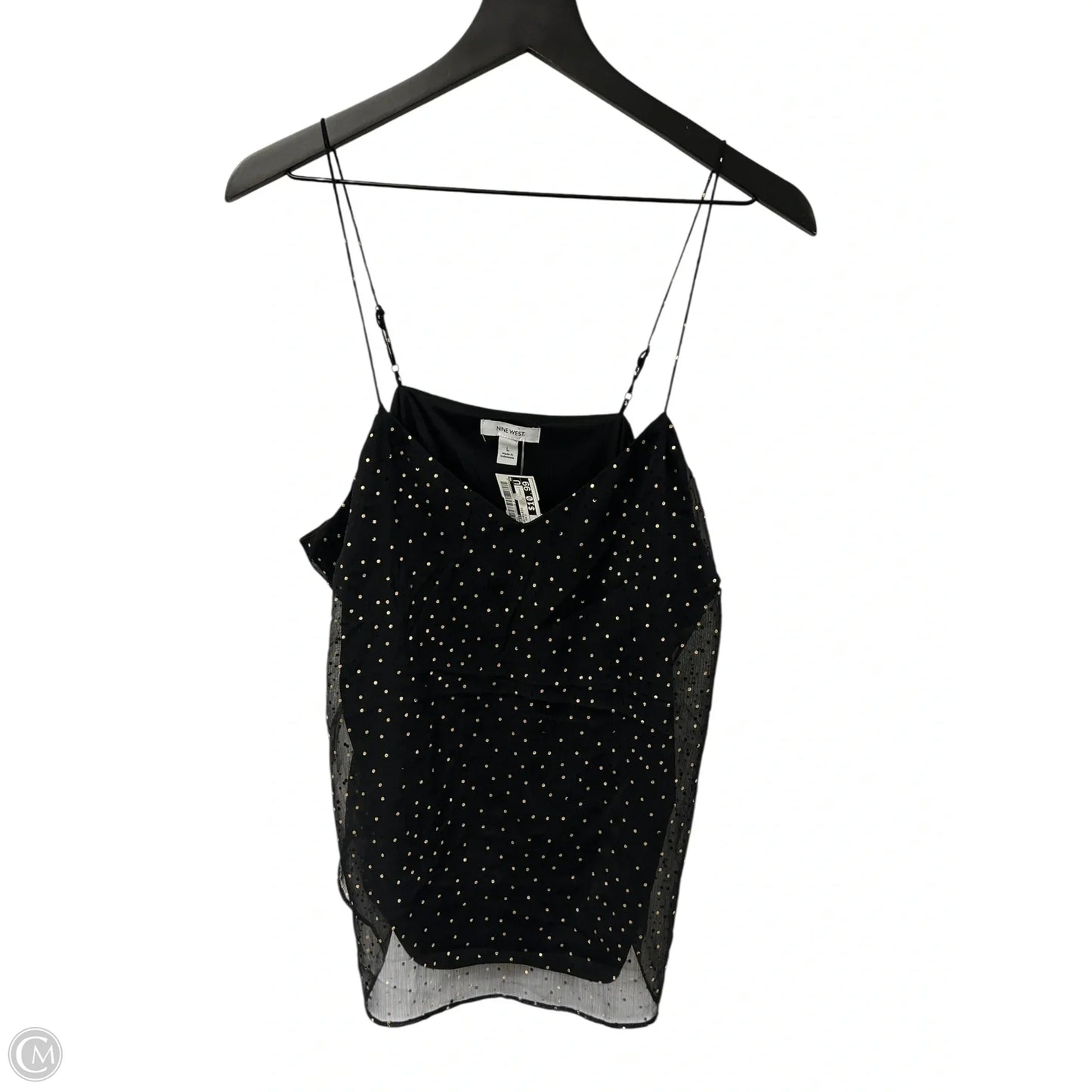 Top Sleeveless By Nine West In Black & Gold, Size: L