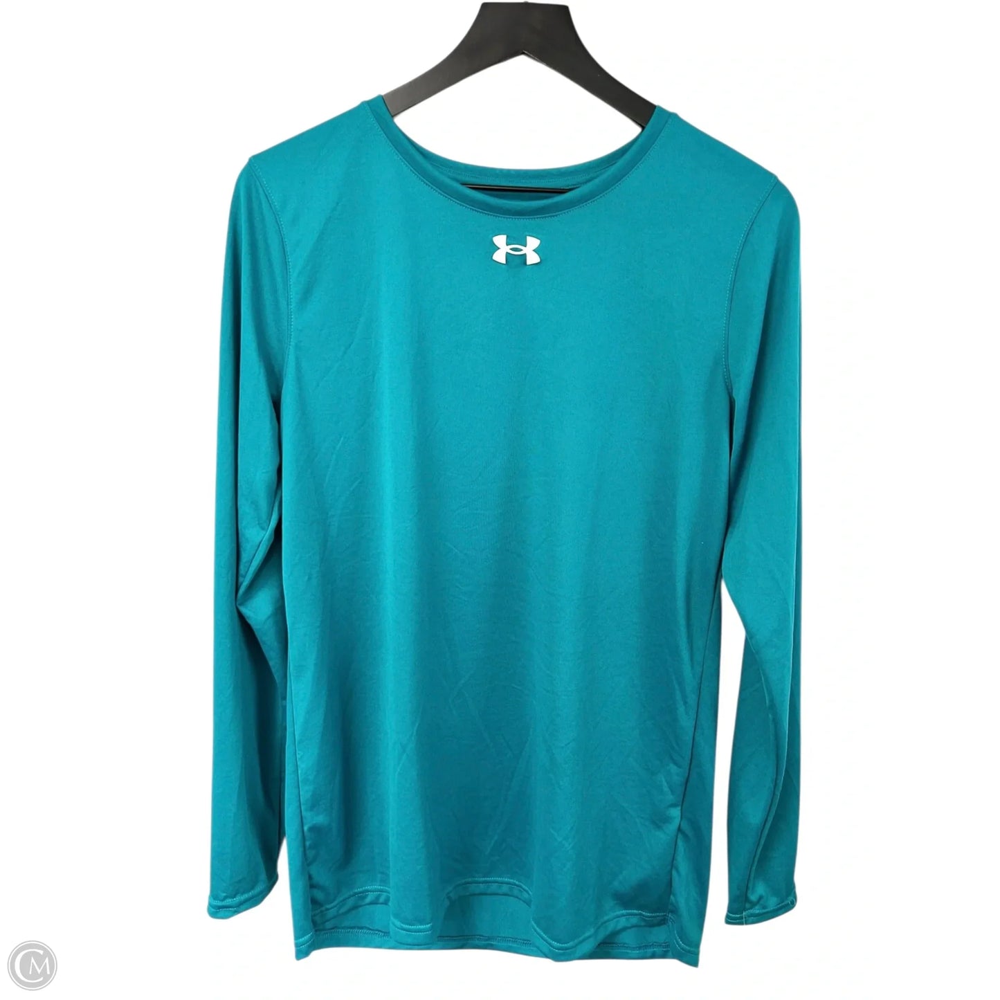 Athletic Top Long Sleeve Crewneck By Under Armour In Teal, Size: M
