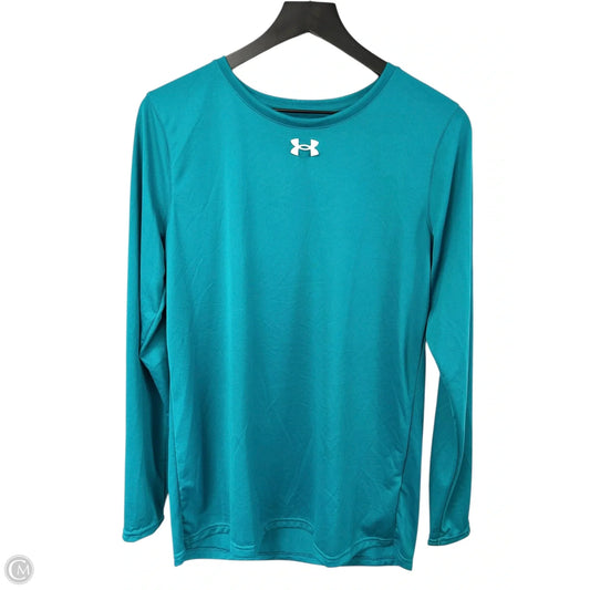 Athletic Top Long Sleeve Crewneck By Under Armour In Teal, Size: M