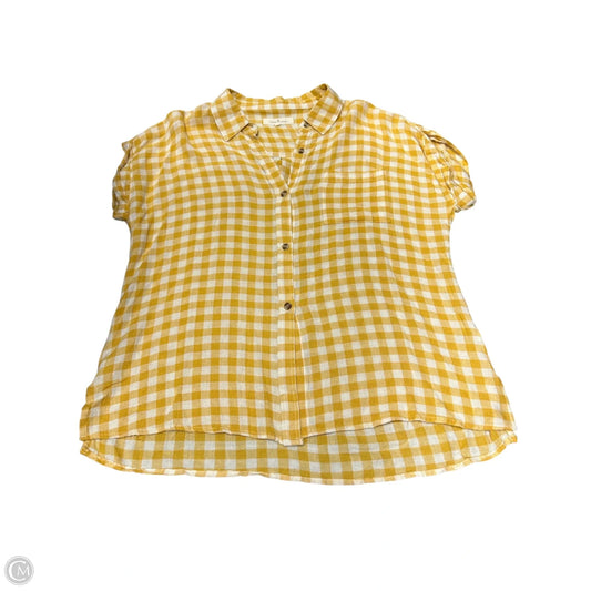 Blouse Short Sleeve By Thread And Supply In White & Yellow, Size: M