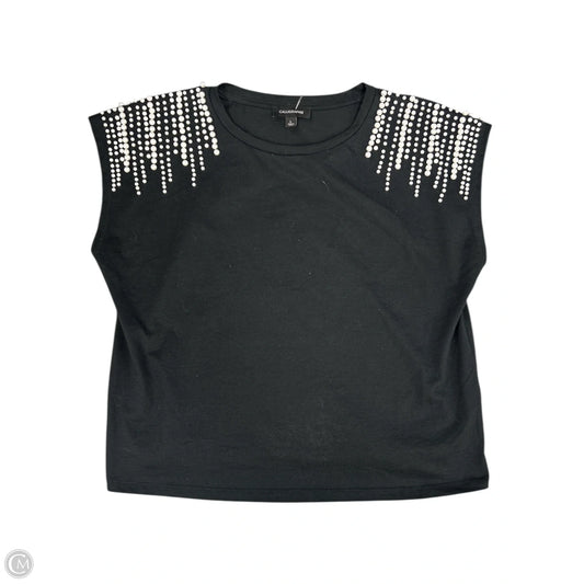 Top Short Sleeve By Calligraphie In Black & White, Size: L