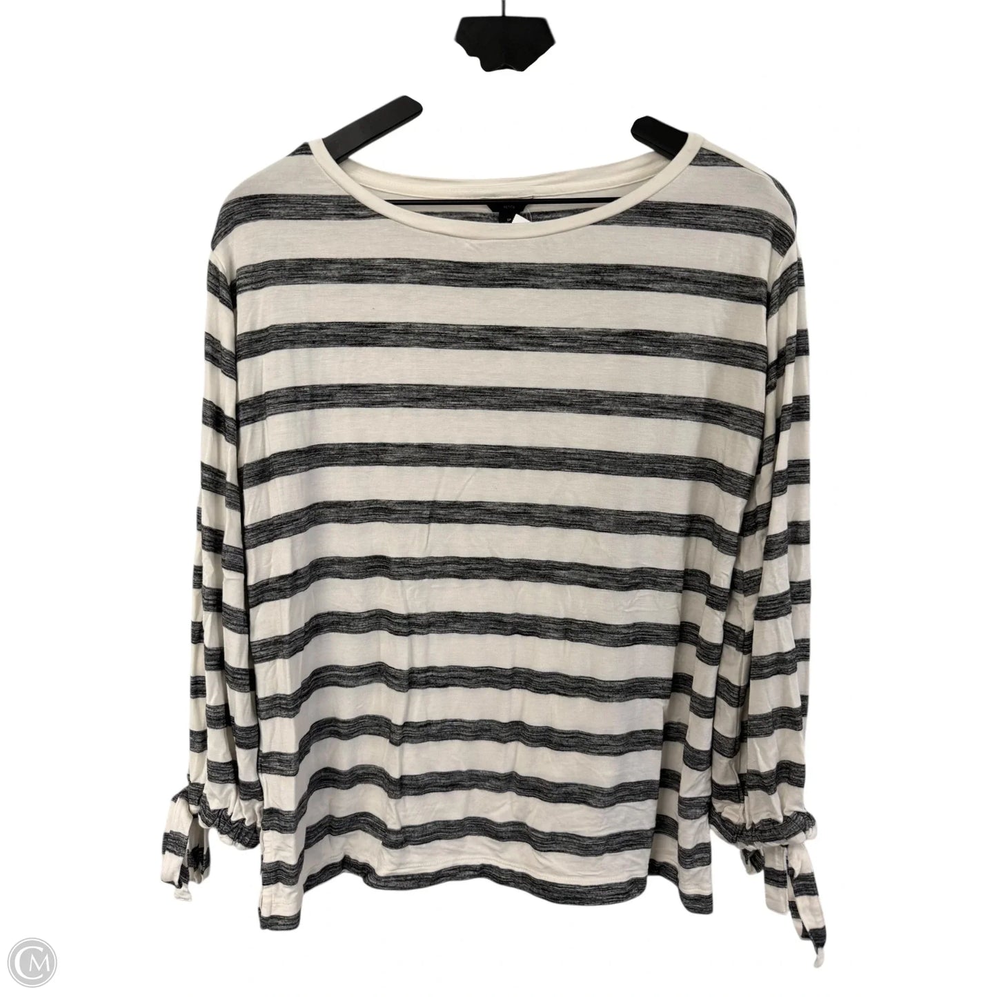 Top Long Sleeve By Ann Taylor In Grey & White, Size: Sp