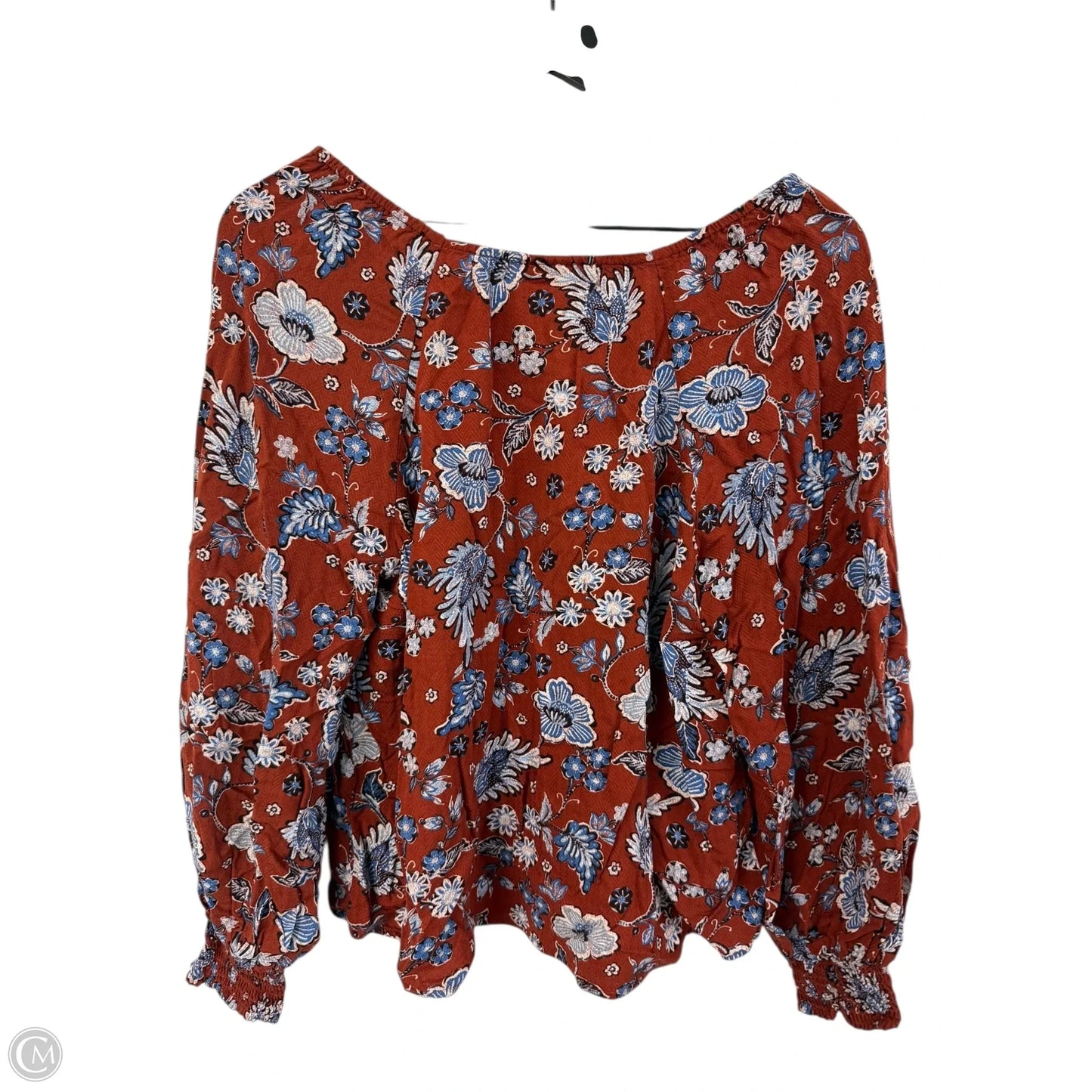 Top Long Sleeve By Ana In Blue & Brown, Size: M