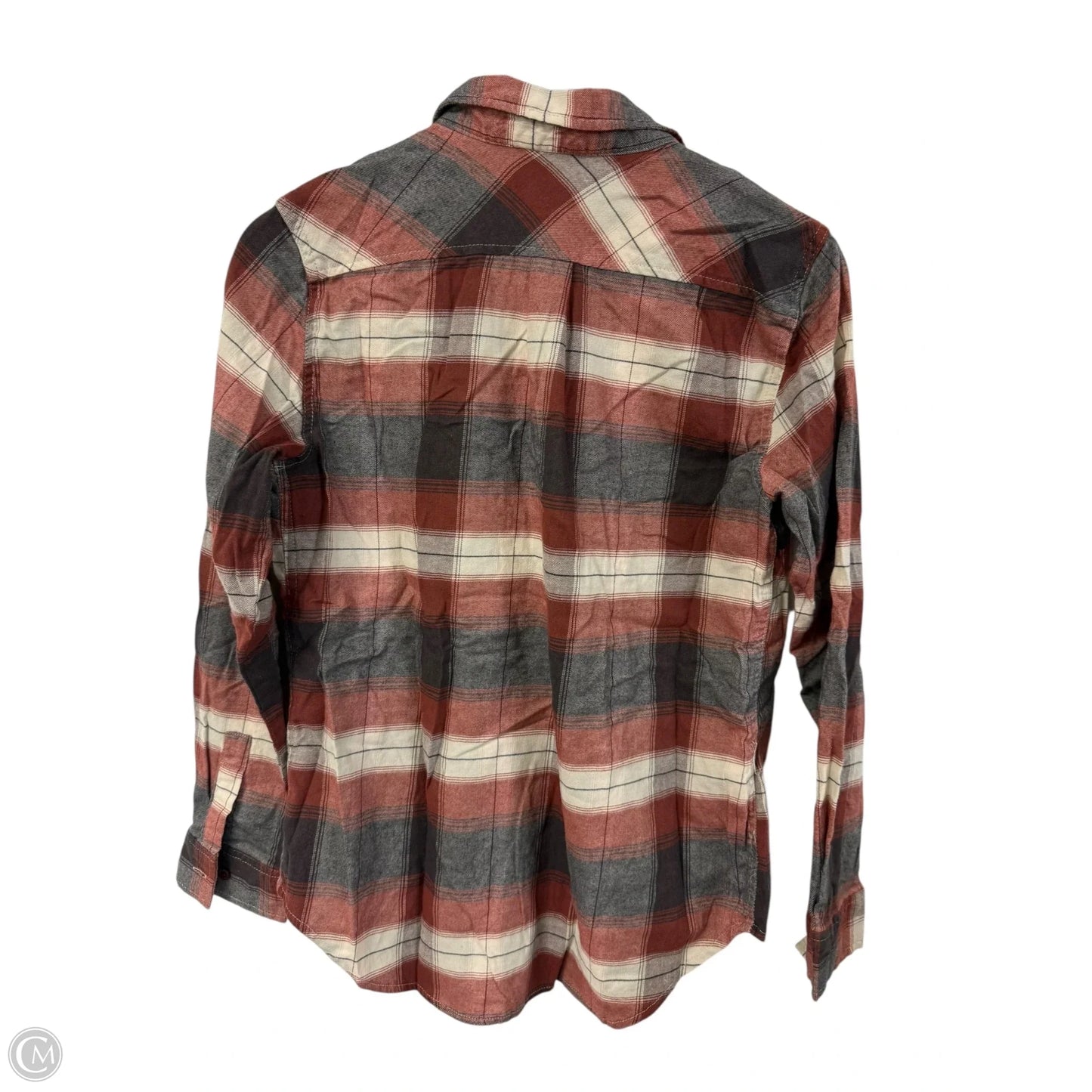 Blouse Long Sleeve By Weatherproof In Grey & Orange, Size: M