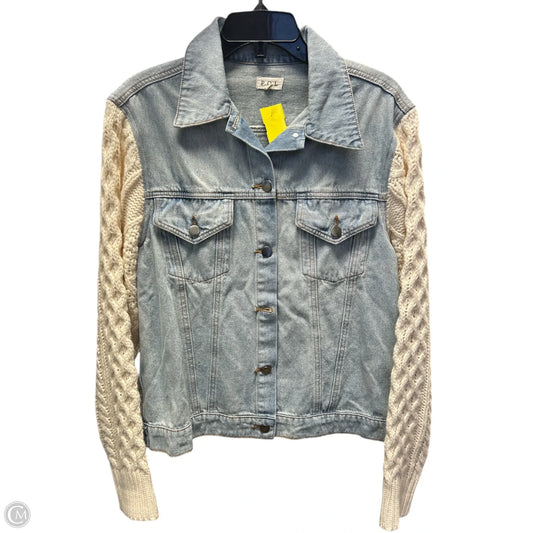 Jacket Denim By Pol In Blue & White, Size: M
