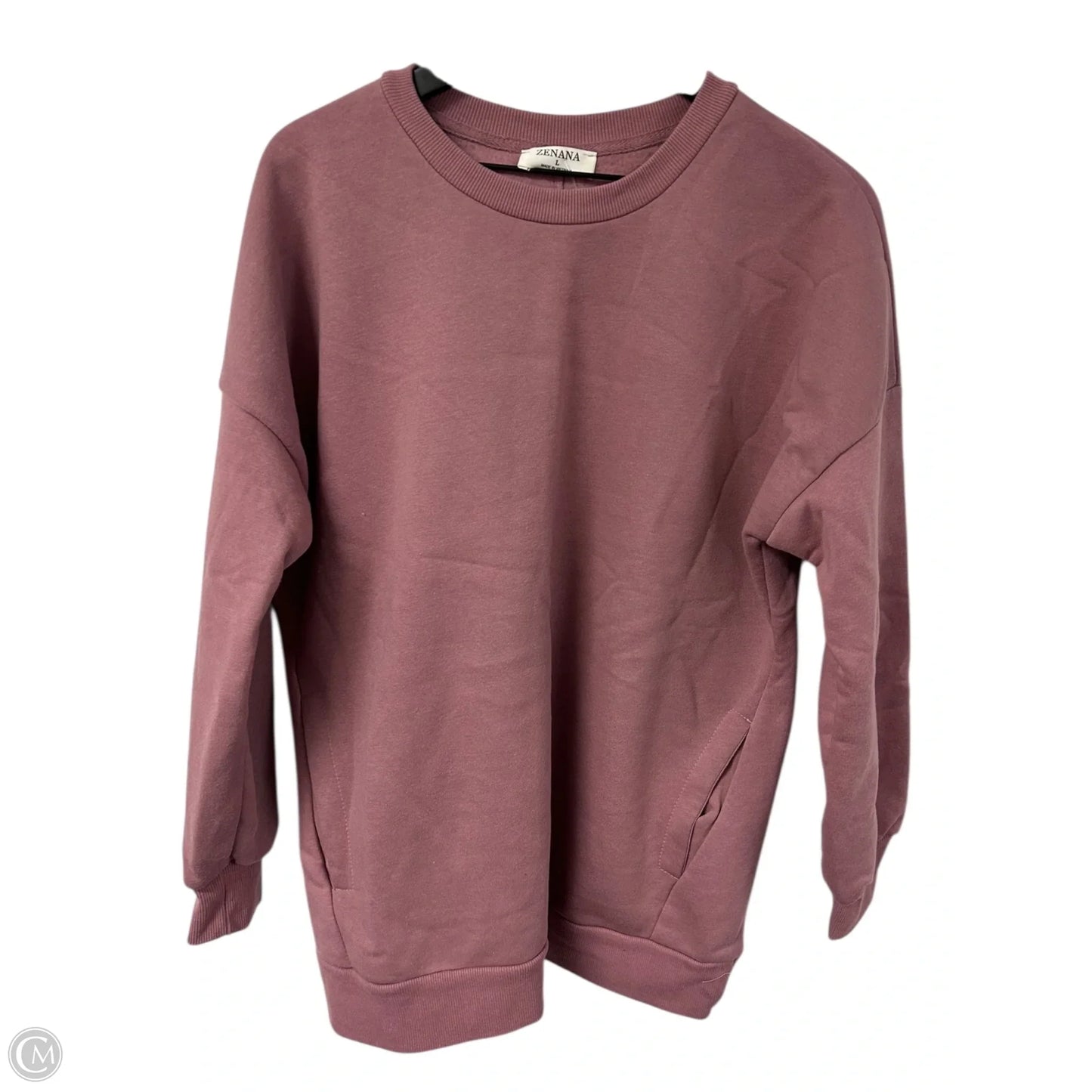 Sweatshirt Crewneck By Zenana In Mauve, Size: L