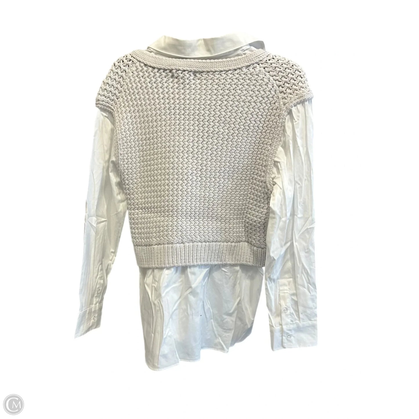 Sweater By Elan In Grey & White, Size: S