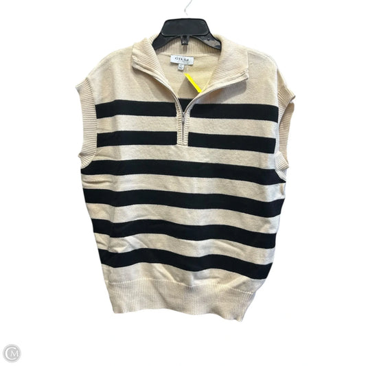 Sweater Short Sleeve By Gilli In Black & Tan, Size: M