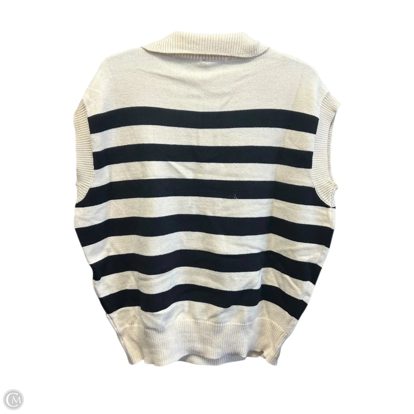 Sweater Short Sleeve By Gilli In Black & Tan, Size: M