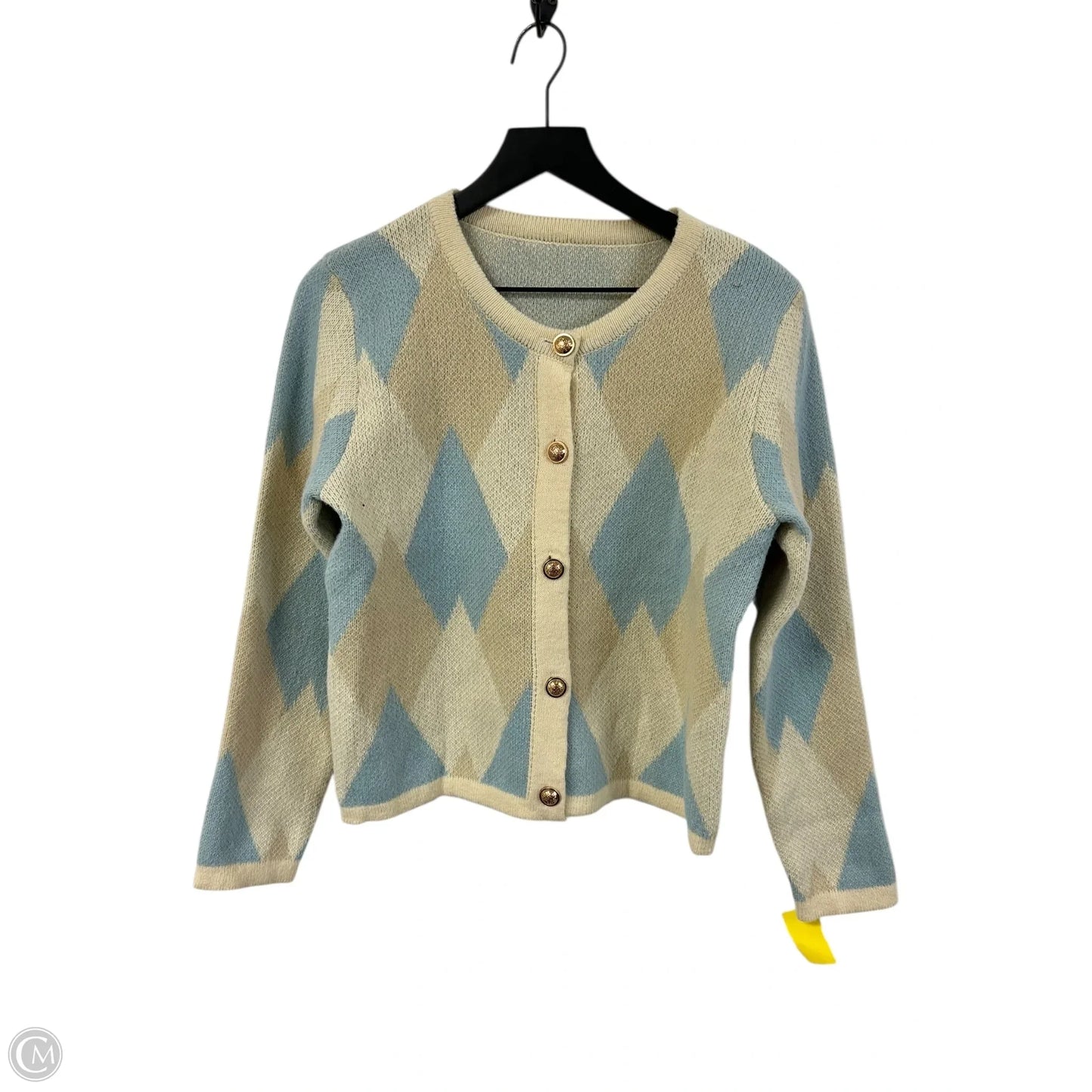Sweater Cardigan By Cmf In Blue & Tan, Size: S