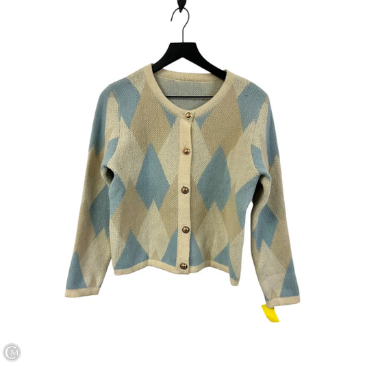 Sweater Cardigan By Cmf In Blue & Tan, Size: S