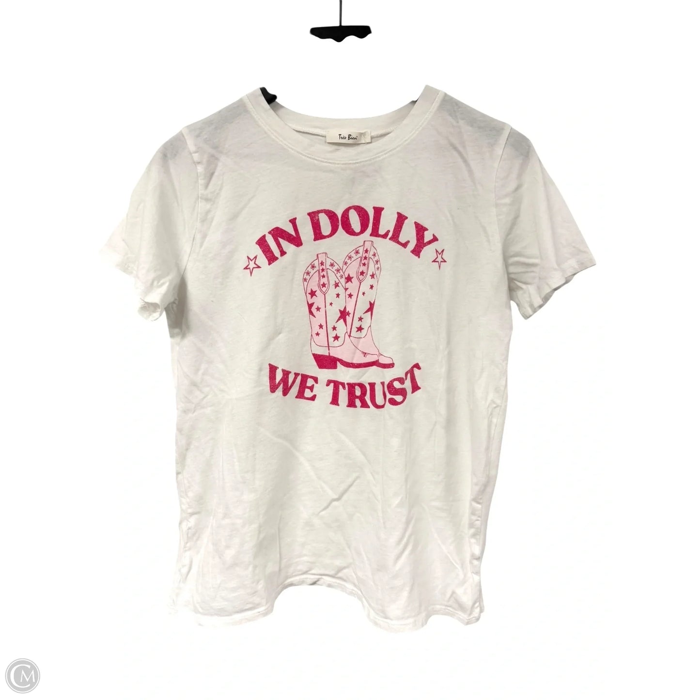 Top Short Sleeve By Tres Bien In Pink & White, Size: M