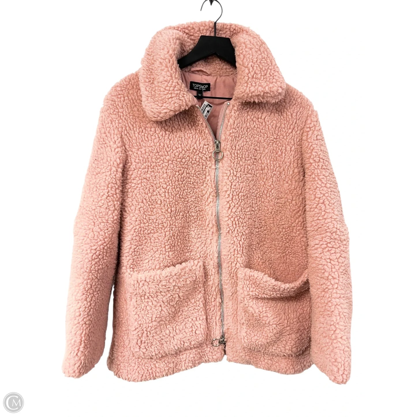 Coat Faux Fur & Sherpa By Topshop In Pink, Size: 8