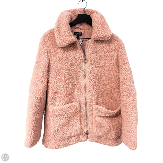 Coat Faux Fur & Sherpa By Topshop In Pink, Size: 8