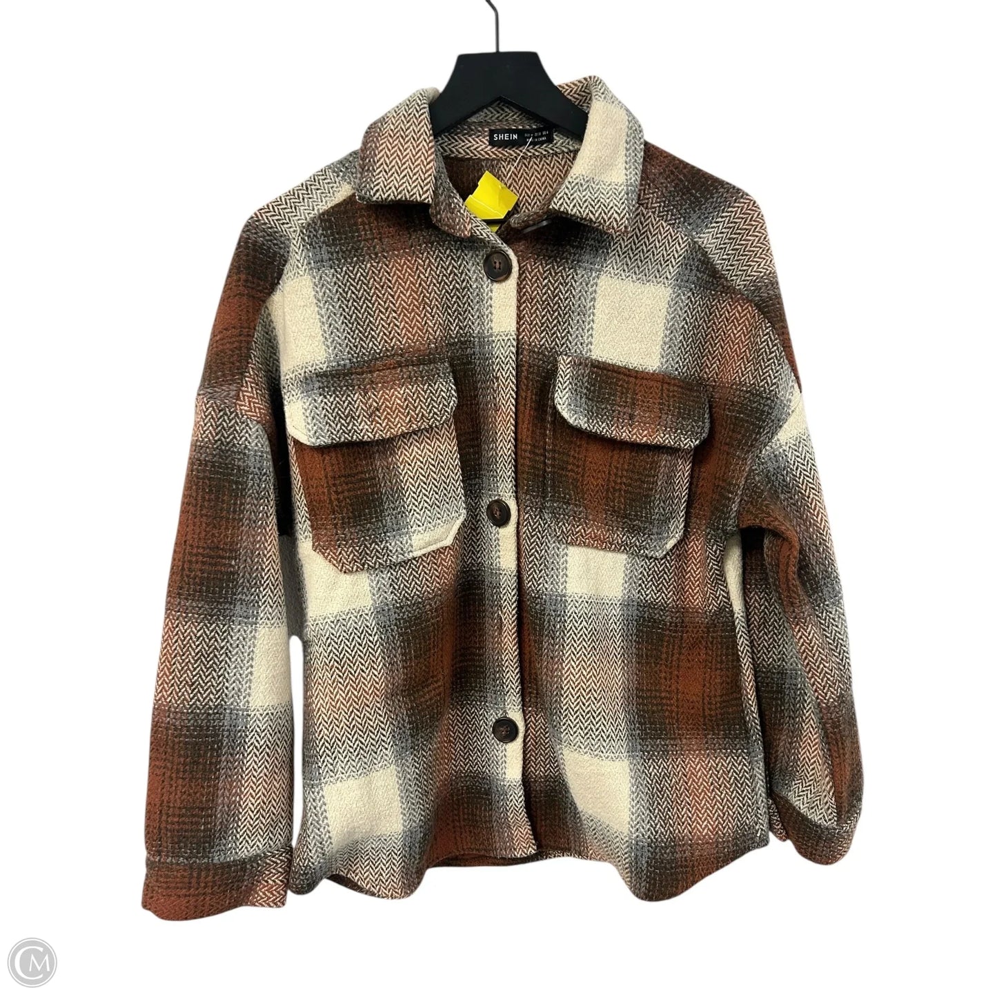 Jacket Shirt By Shein In Plaid Pattern, Size: M