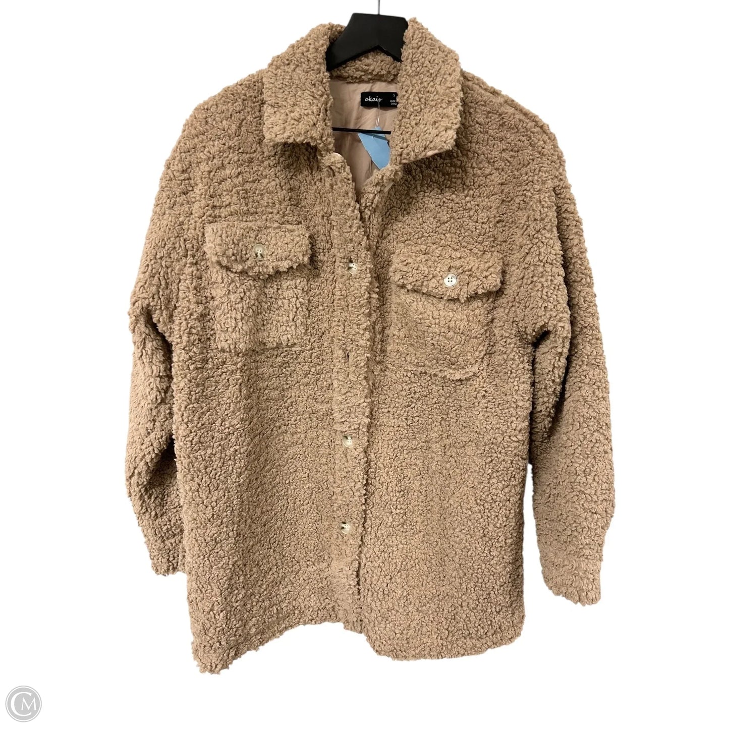 Coat Faux Fur & Sherpa By Cmc In Tan, Size: S