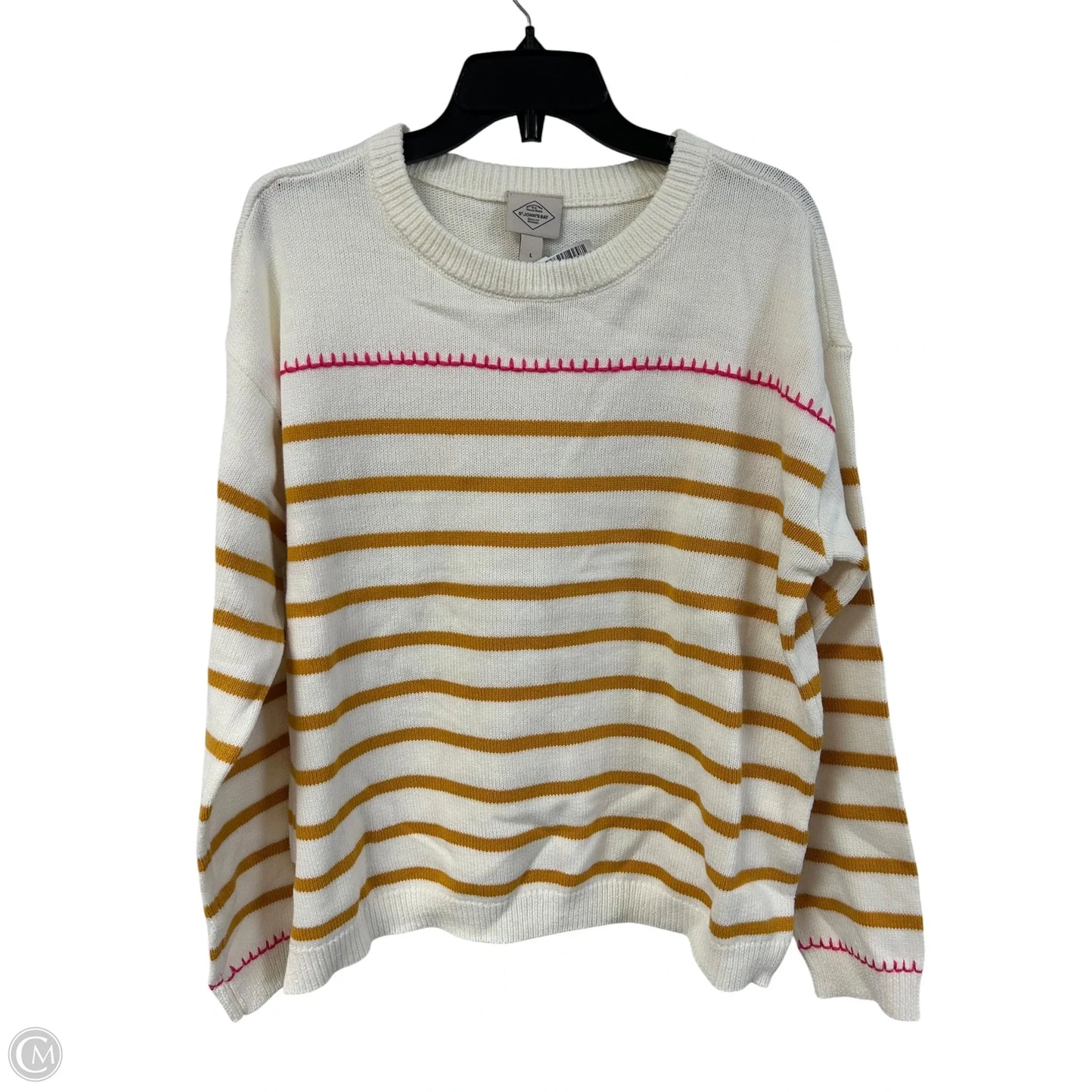 Sweater By St Johns Bay In Cream & Yellow, Size: L